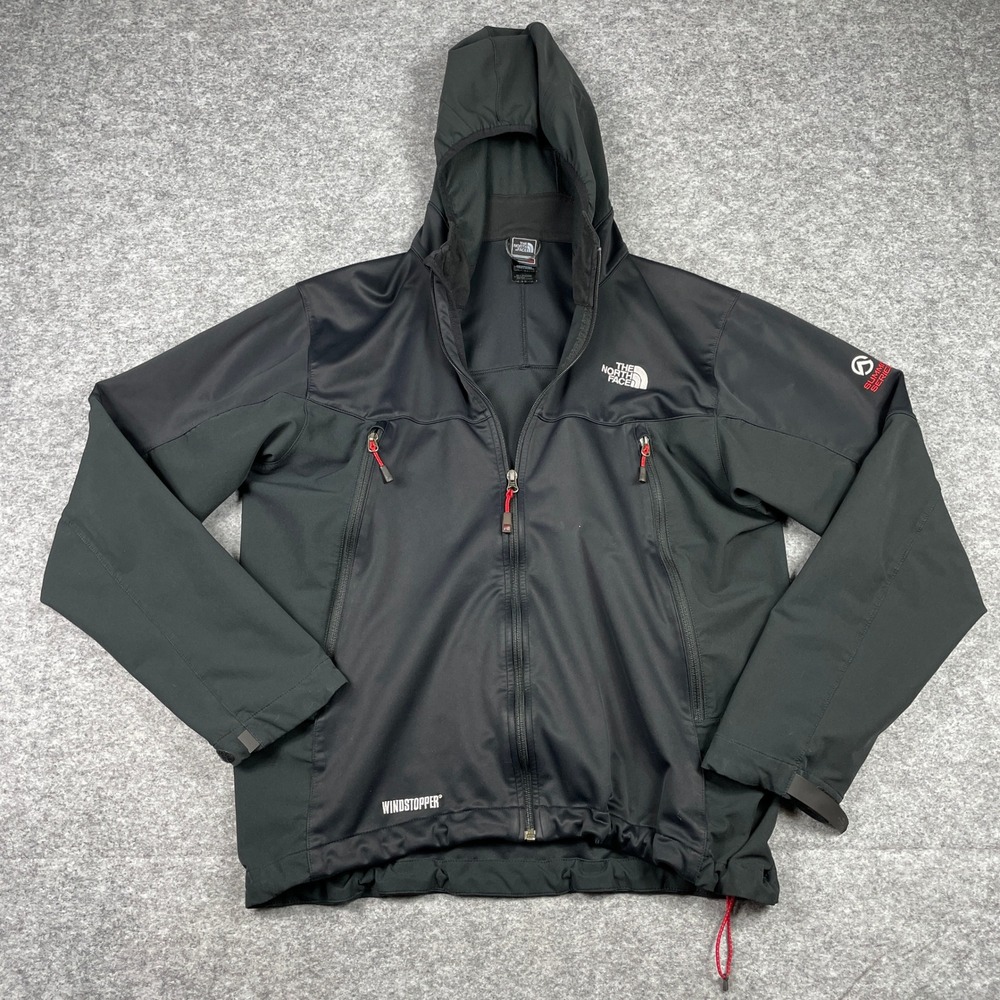 The North Face Jacket Mens XL Black Summit Series Windstopper Softshell Hooded